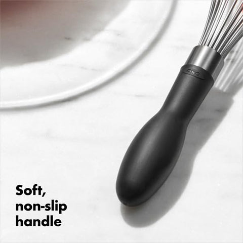 OXO Good Grips 11-inch dishwasher-safe whisk for easy cleanup.