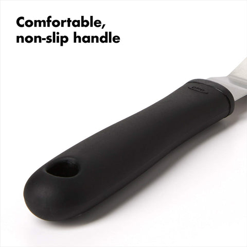 OXO Good Grips Bent Icing Spatula suitable for decorating brownies and desserts.