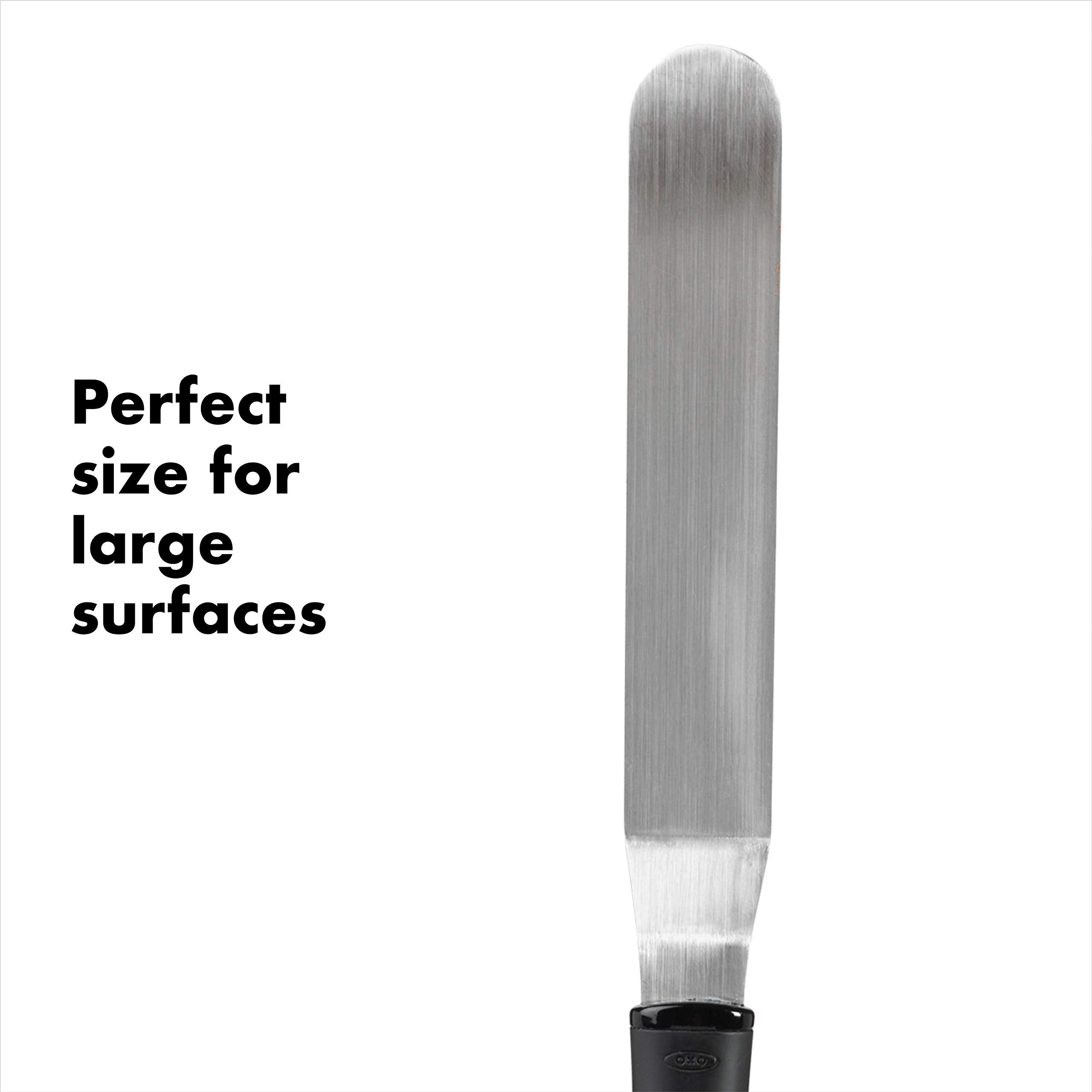 OXO Good Grips Bent Icing Spatula dishwasher safe for easy cleanup.