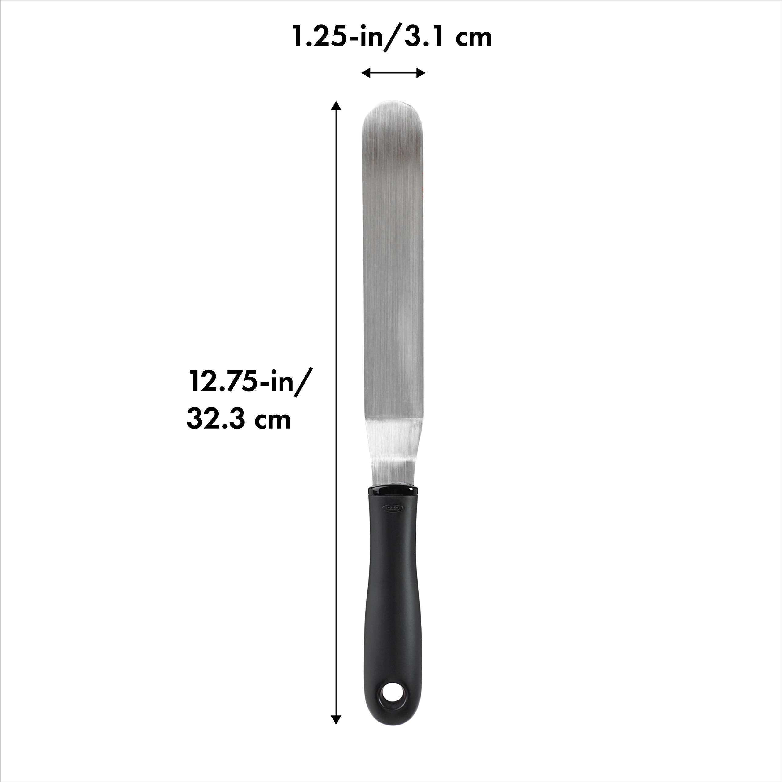 OXO Good Grips Bent Icing Spatula handle provides soft, non-slip grip.