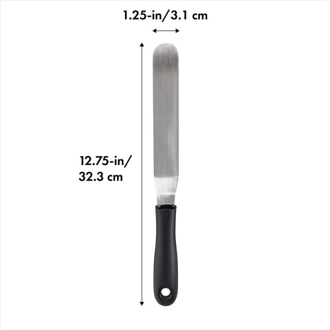 OXO Good Grips Bent Icing Spatula handle provides soft, non-slip grip.