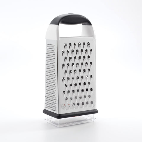OXO Good Grips Box Grater detachable container catches and stores grated ingredients