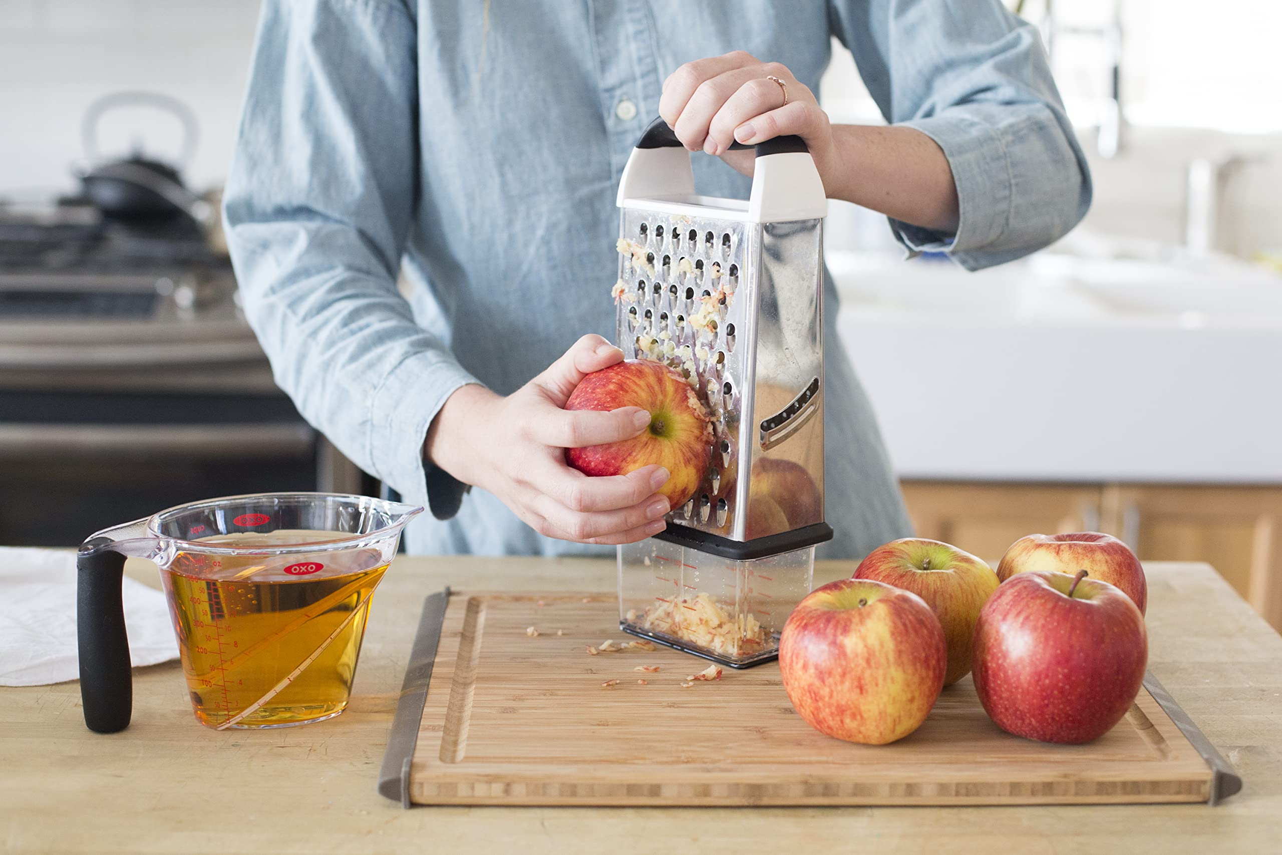 OXO Good Grips Box Grater non-slip handle for comfortable control
