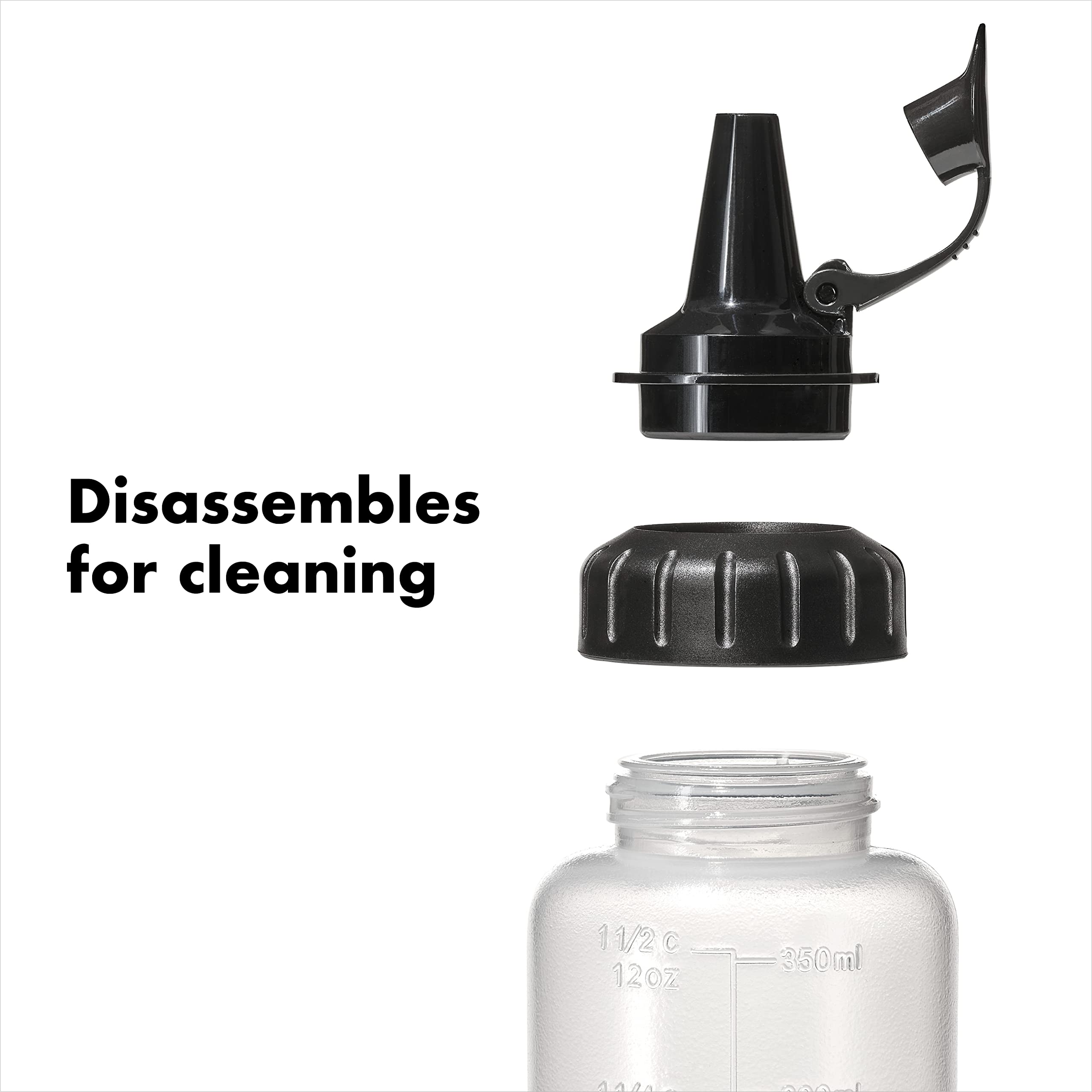 OXO Good Grips squeeze bottle disassembles for easy cleaning
