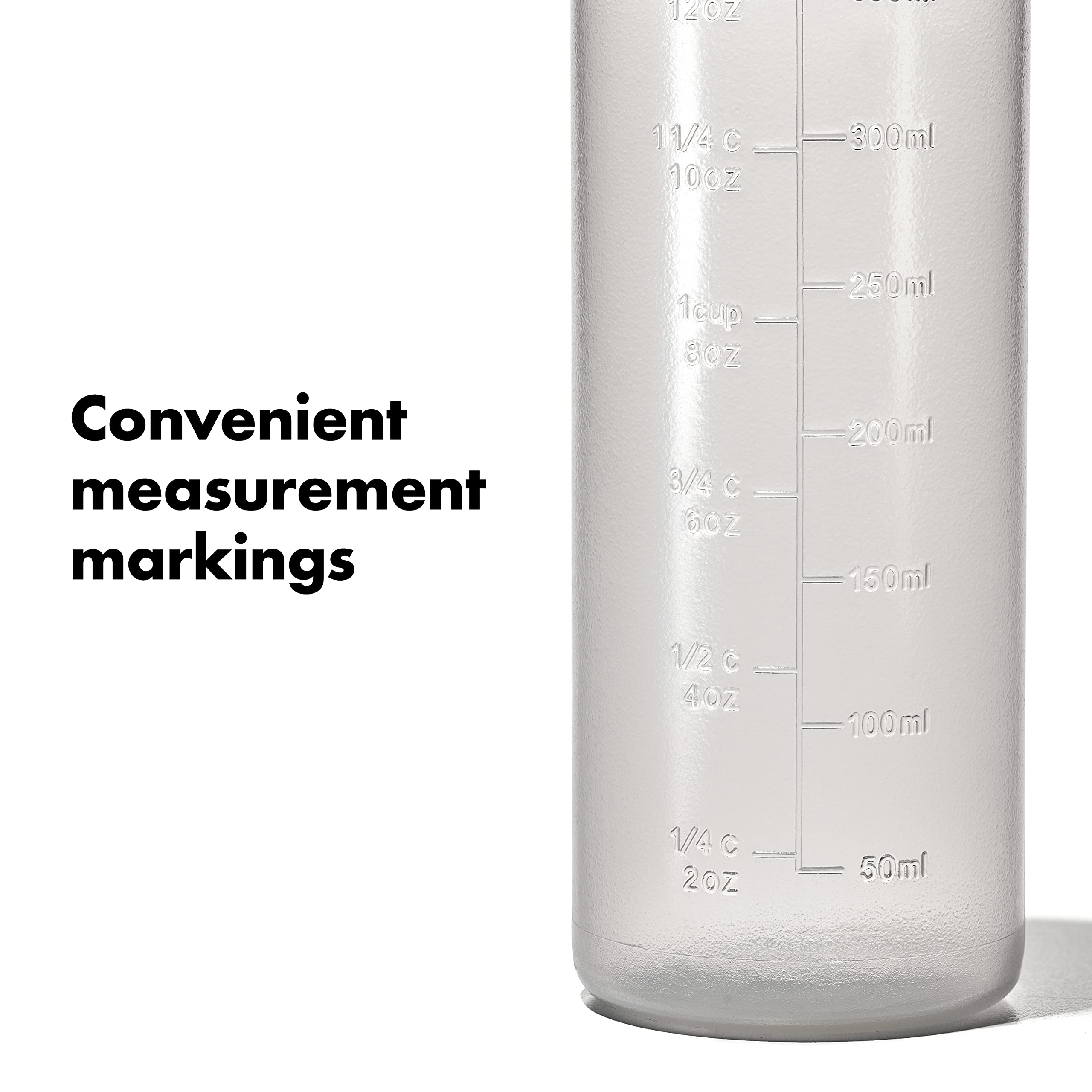 OXO Good Grips squeeze bottle with clear measurement marks for quick mixing