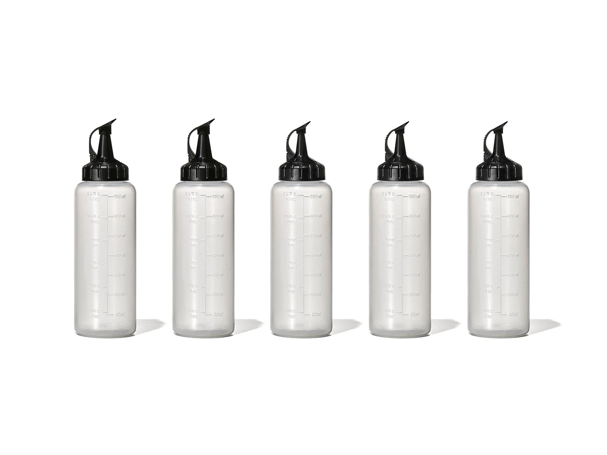 OXO Good Grips squeeze bottle set of five 12 oz bottles for versatile pours