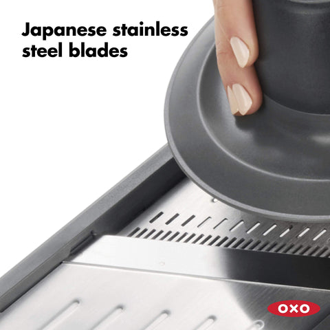 OXO Good Grips Chef's Mandoline 2.0 spring-loaded holder protects fingers