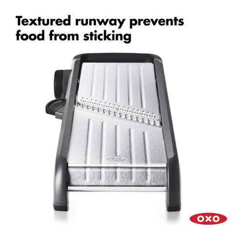 OXO Good Grips Chef's Mandoline 2.0 textured runway prevents sticking