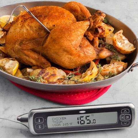 OXO Good Grips thermometer handles up to 700°F for high-heat cooking