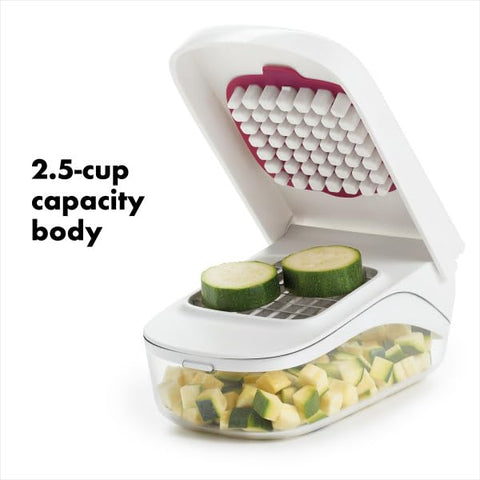 OXO Good Grips lid provides leverage for efficient chopping and even results