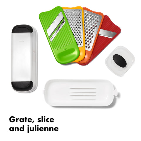 OXO Good Grips coarse grating surface for quick cheese or vegetable zest