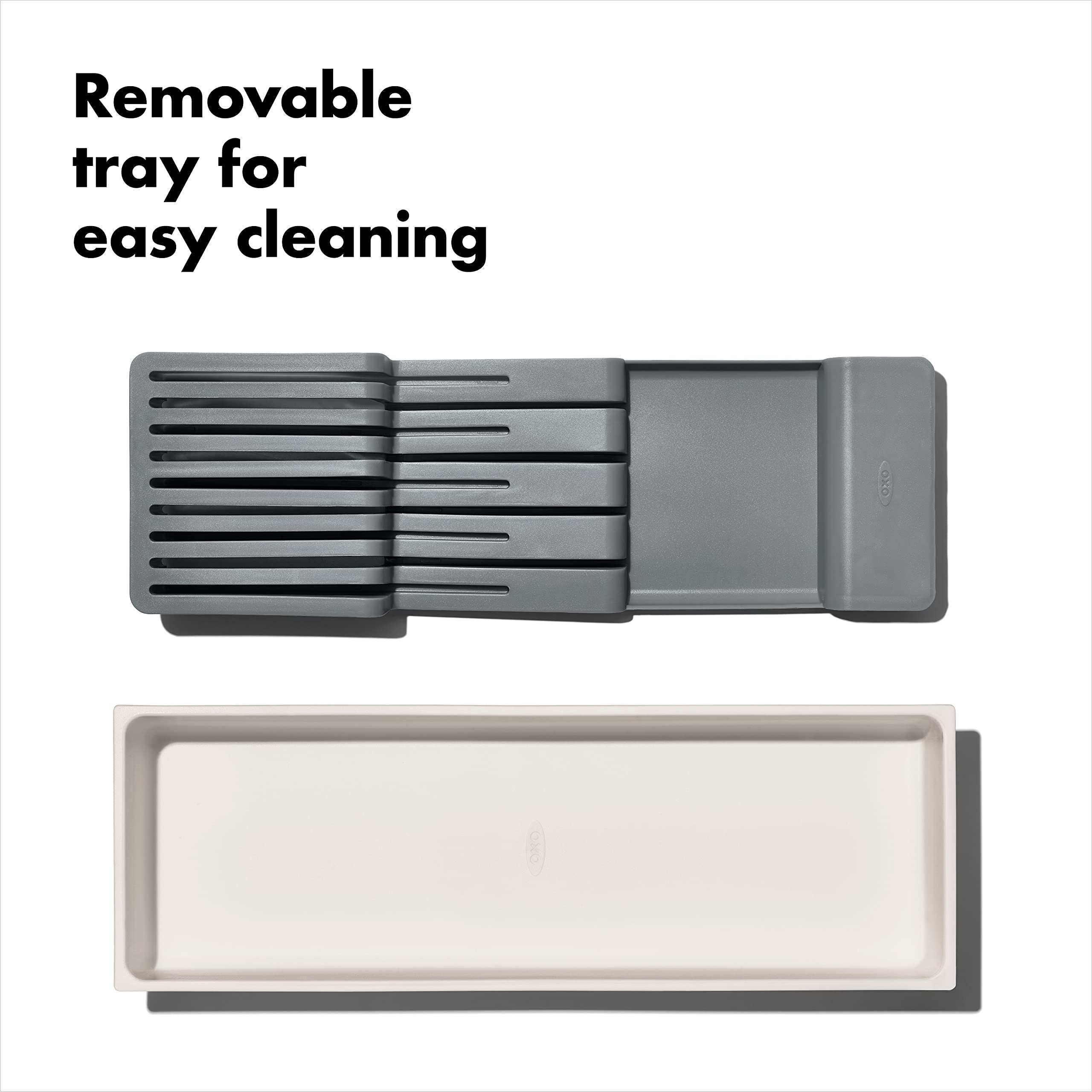 OXO Good Grips in-drawer setup with five small and four large blades.