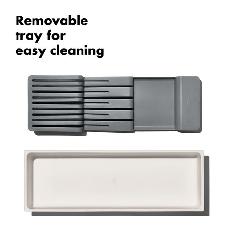 OXO Good Grips in-drawer setup with five small and four large blades.