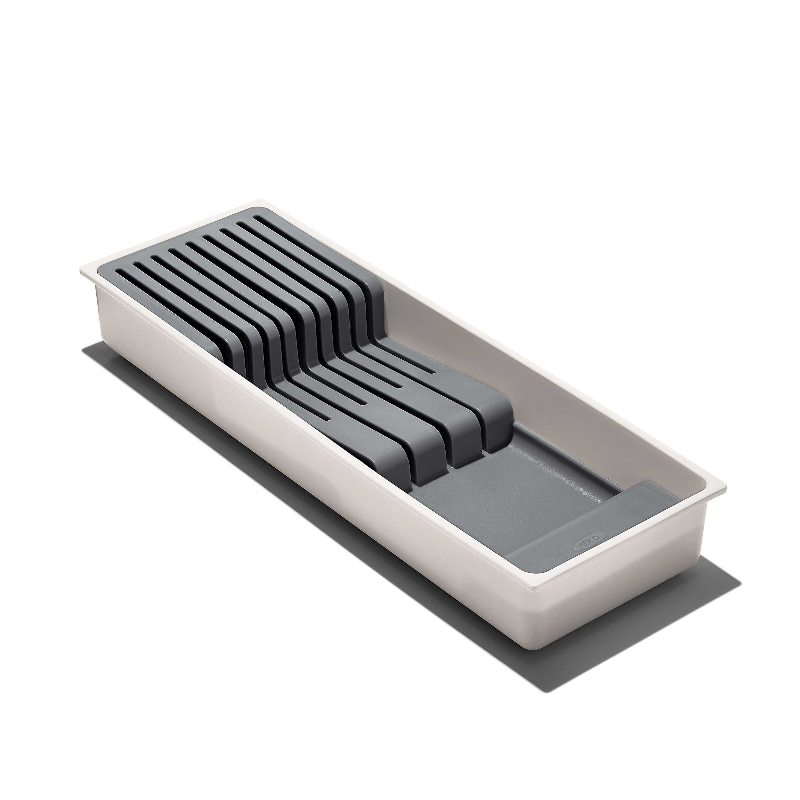OXO Good Grips compact knife drawer organizer in-drawer view, maximizing space and safety.