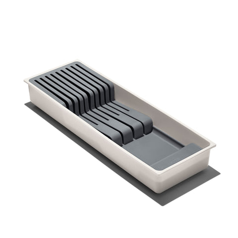 OXO Good Grips compact knife drawer organizer in-drawer view, maximizing space and safety.