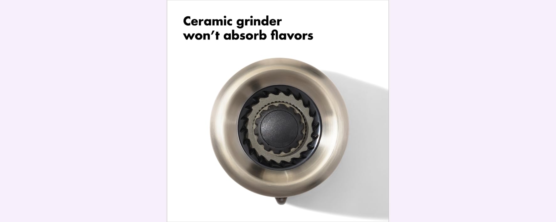 OXO Good Grips salt grinder clear BPA-free body shows salt level at a glance.