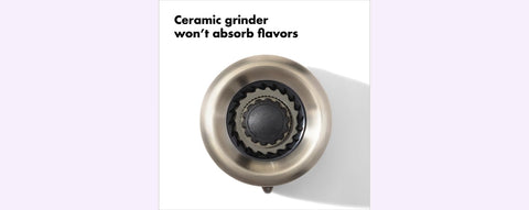 OXO Good Grips salt grinder clear BPA-free body shows salt level at a glance.