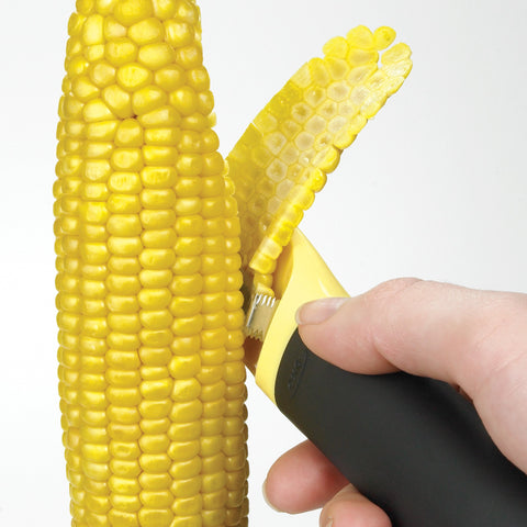 OXO Good Grips Corn Peeler removes nearly five cob rows per pass.