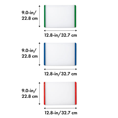 OXO Good Grips blue cutting board ideal for fish and organized prep.