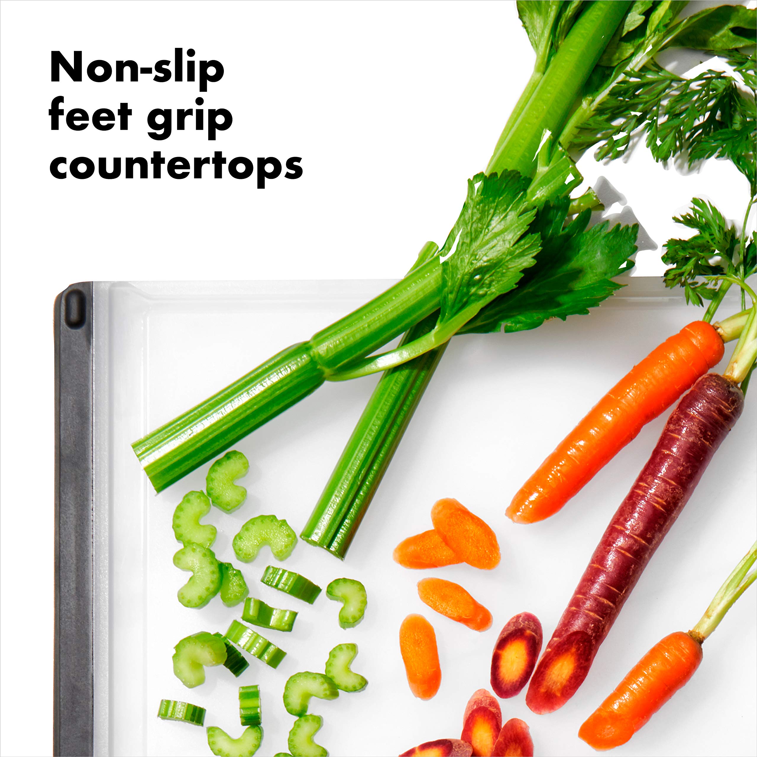 OXO Good Grips cutting board features non-porous surface resisting odors
