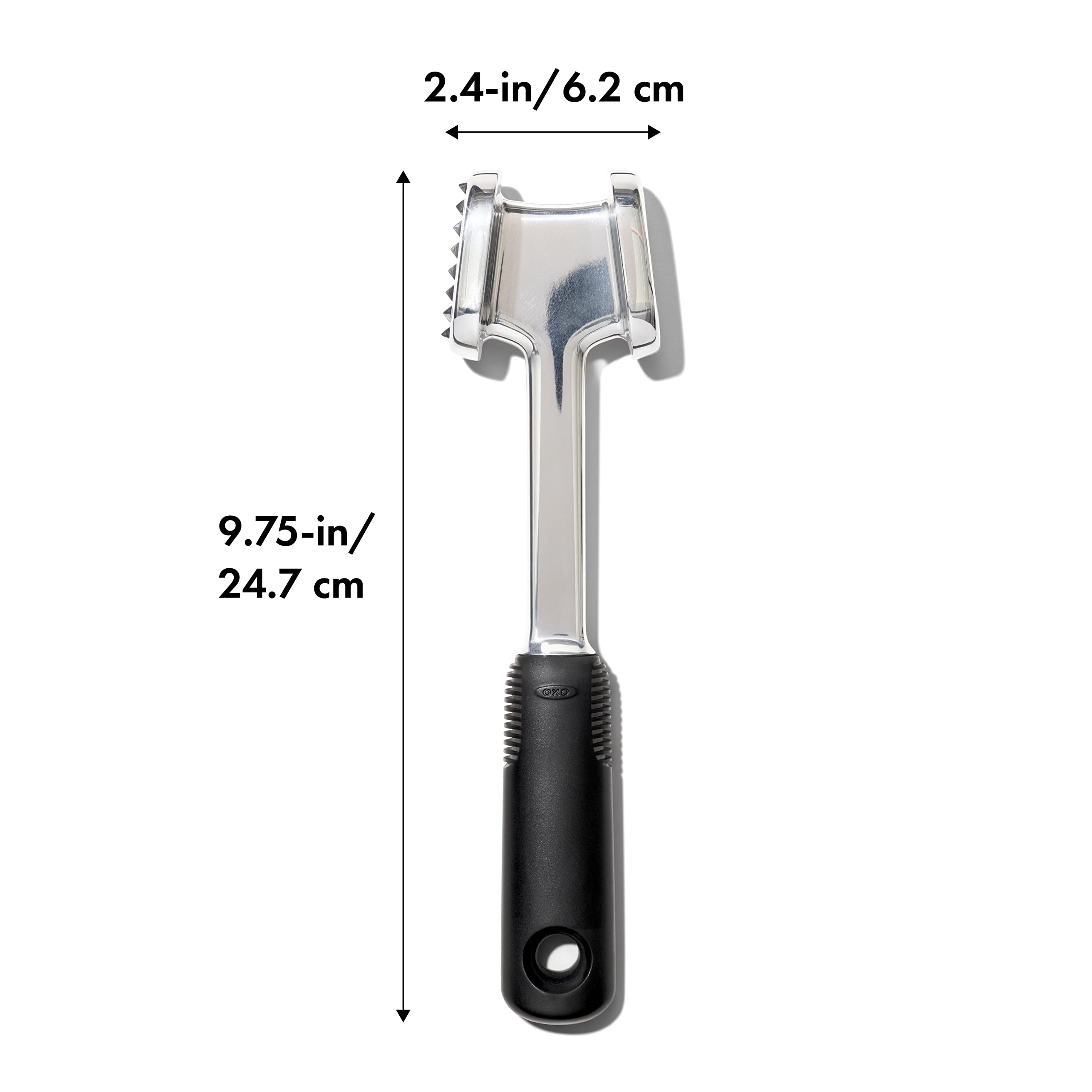 OXO Good Grips die-cast tenderizer hand wash only care guidance.
