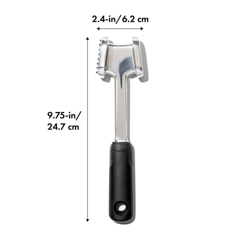 OXO Good Grips die-cast tenderizer hand wash only care guidance.