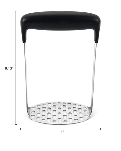 OXO Good Grips dishwasher-safe masher for quick cleanup.