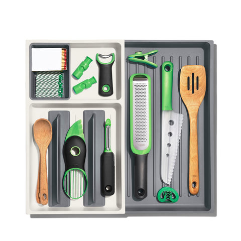 OXO Good Grips organizer with adjustable dividers for customizable tool containment