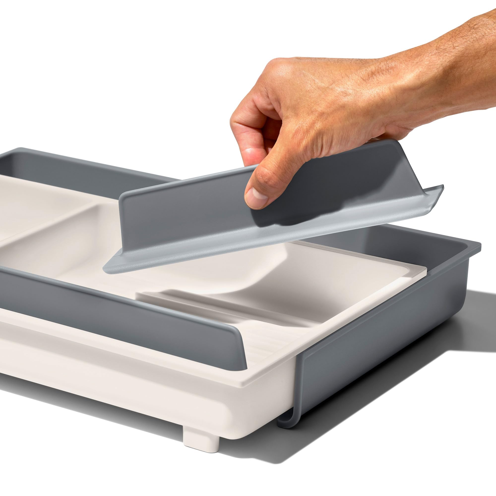 OXO Good Grips organizer showcases square corners for a cleaner drawer