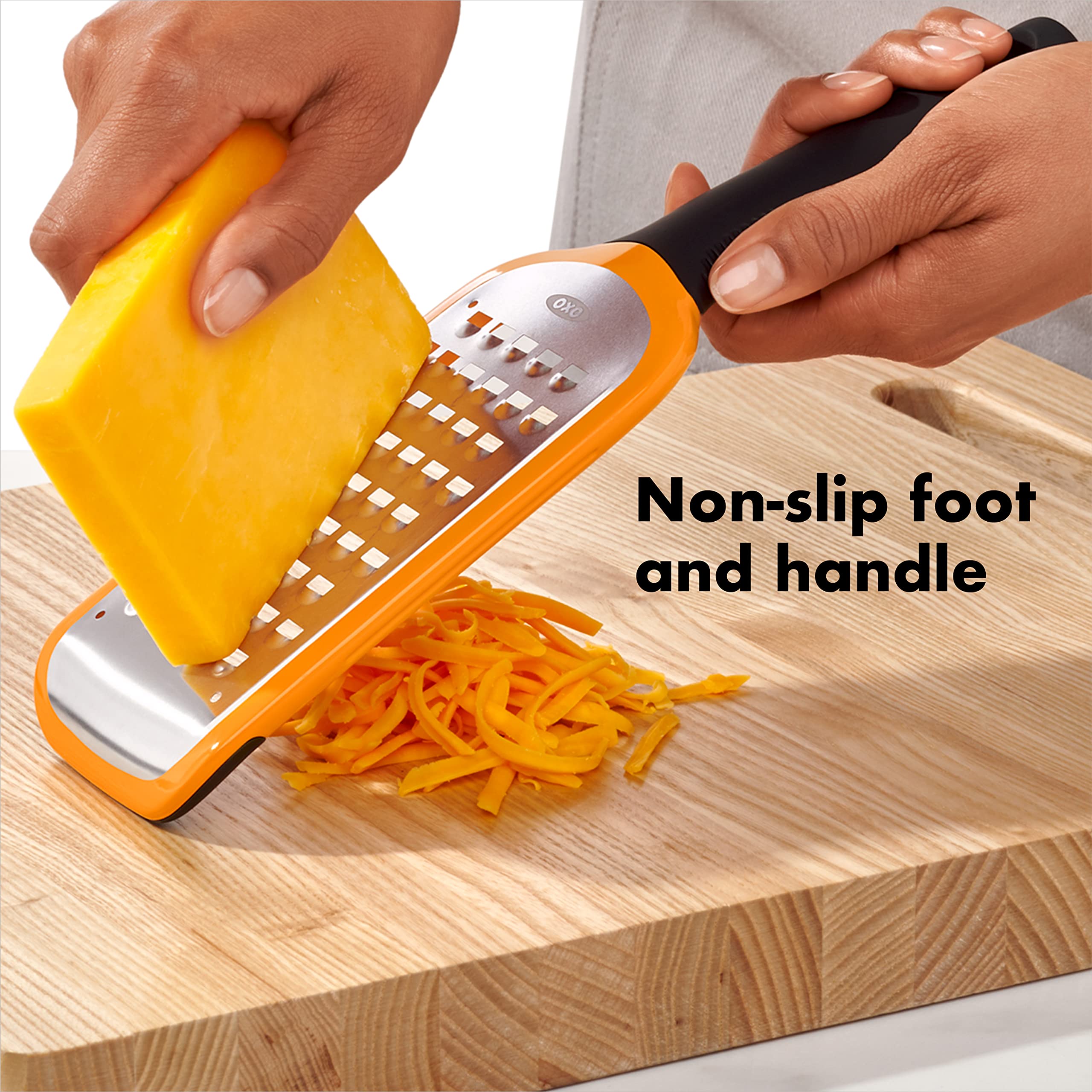 OXO Good Grips grater cover protects hands and surface when not in use.