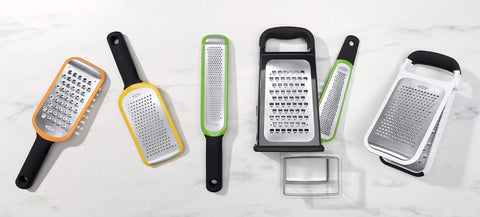 OXO Good Grips coarse teeth handle potatoes, semi-soft cheeses, and apples.