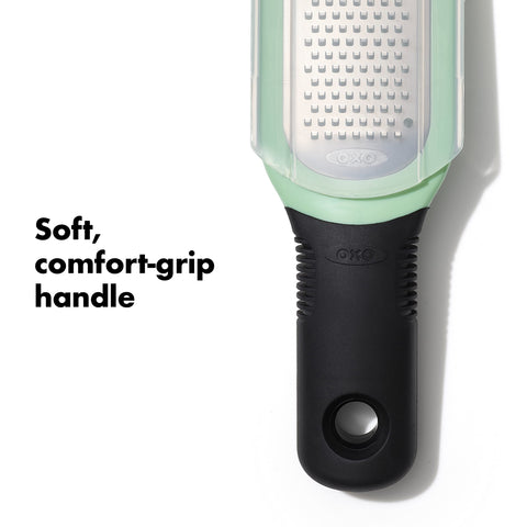 OXO Good Grips grater is top-rack dishwasher safe for easy cleanup.