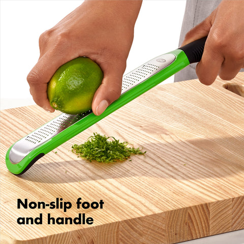 Etched surface ensures sharp zesting and grating for citrus, cheese, and more.