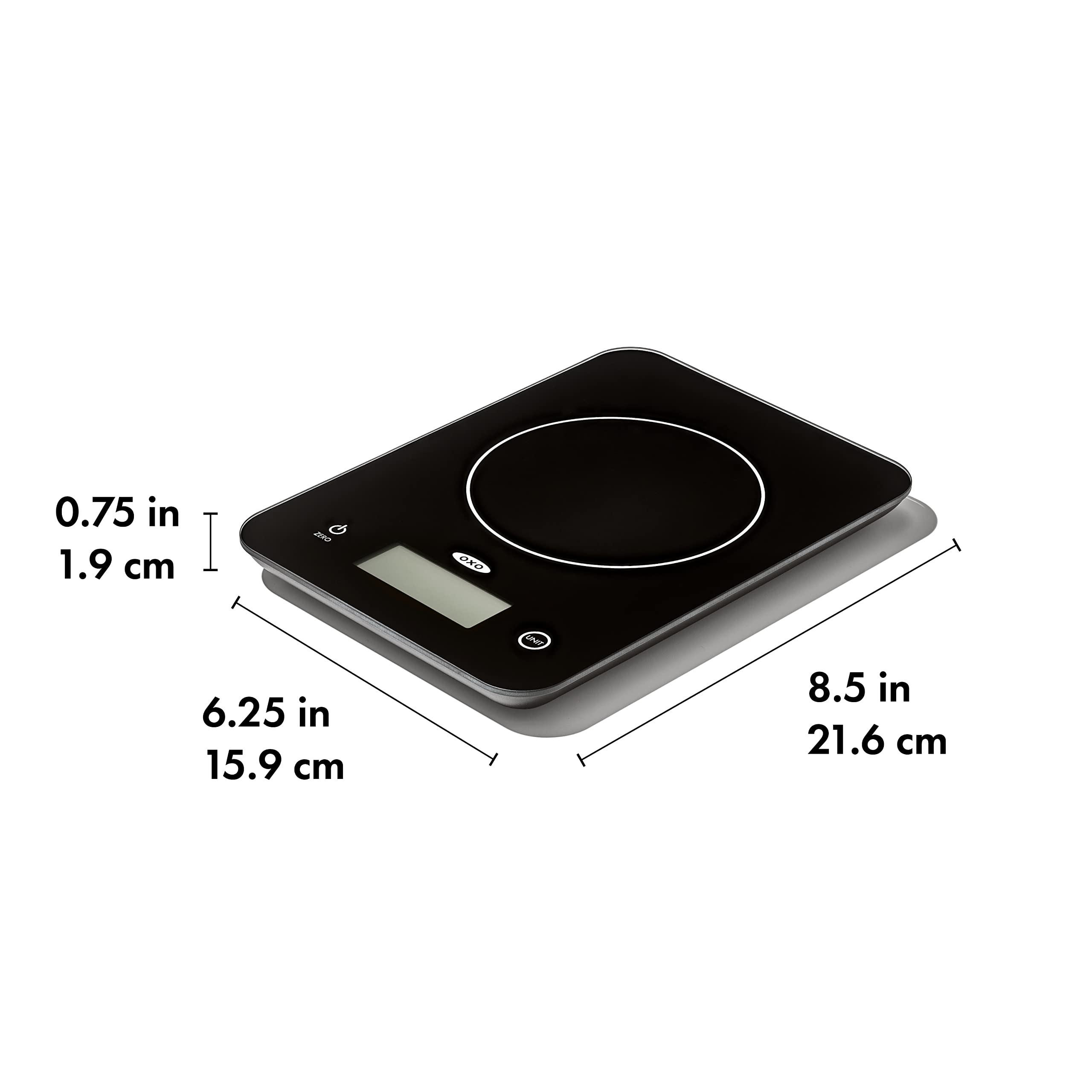 OXO Good Grips Everyday Glass Scale digital display for easy reading during cooking.