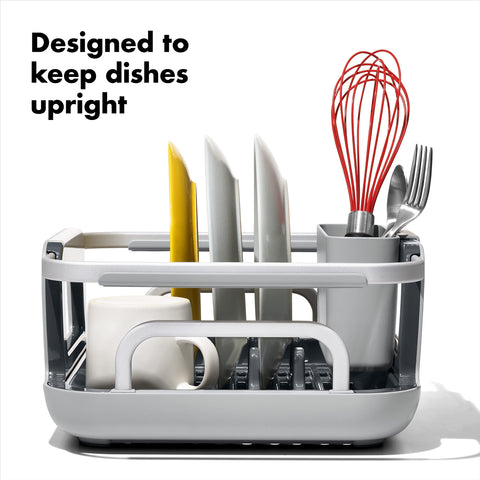 OXO Good Grips rustproof aluminum rack offers versatile in-sink or countertop use.