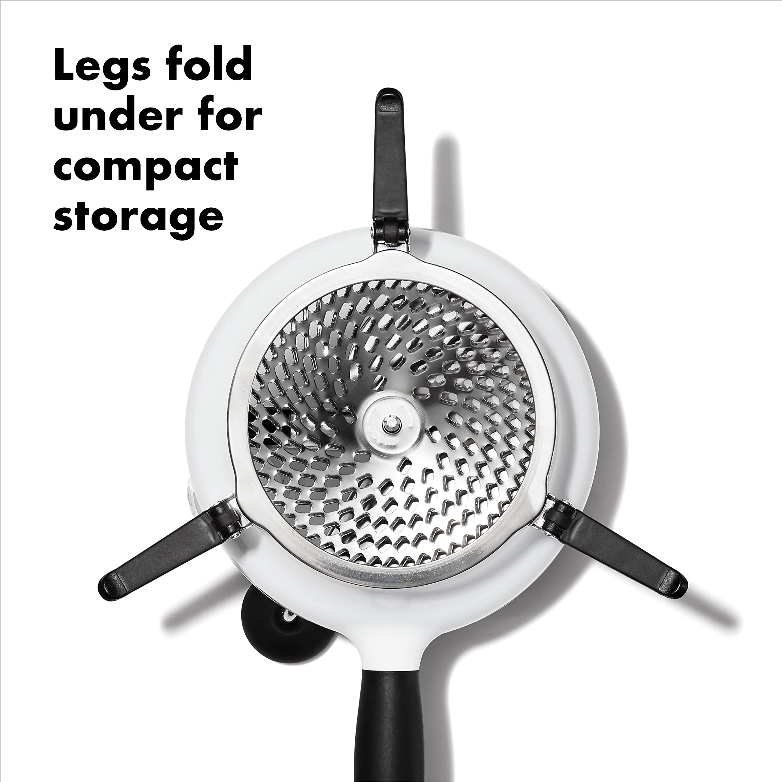 Non-slip legs stabilize over bowls up to 11 inches