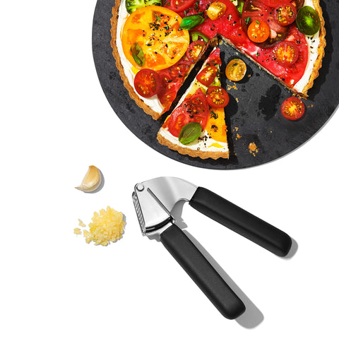 OXO Good Grips Garlic Press ready for dishwasher cleanup after meal prep