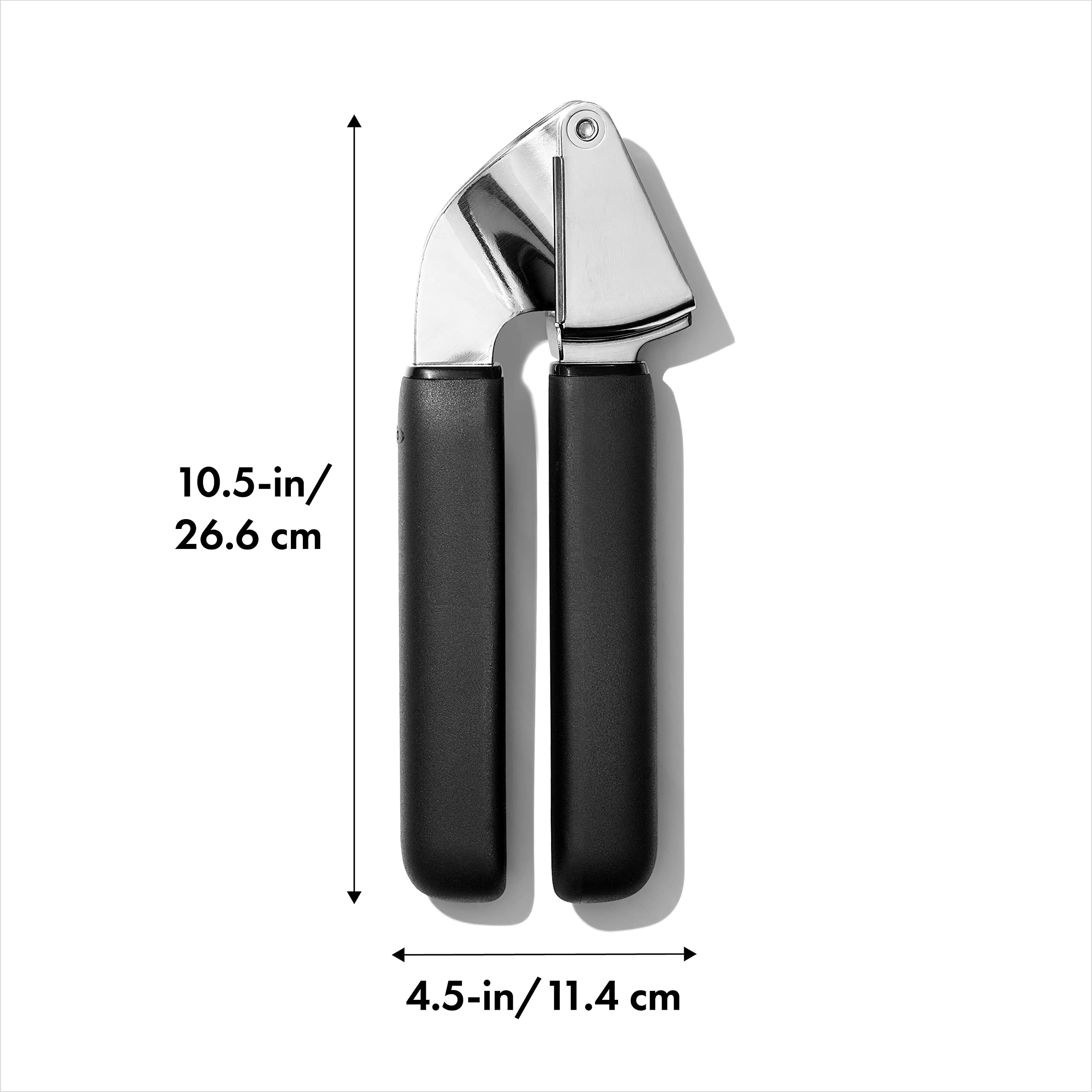 OXO Good Grips Garlic Press in action delivers minced garlic to your pan