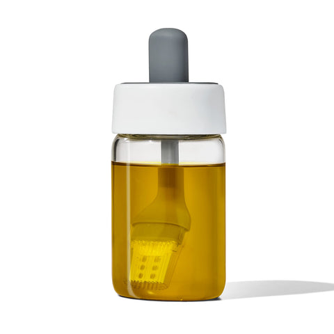 OXO Good Grips glass oil bottle with silicone brush for precise oil application