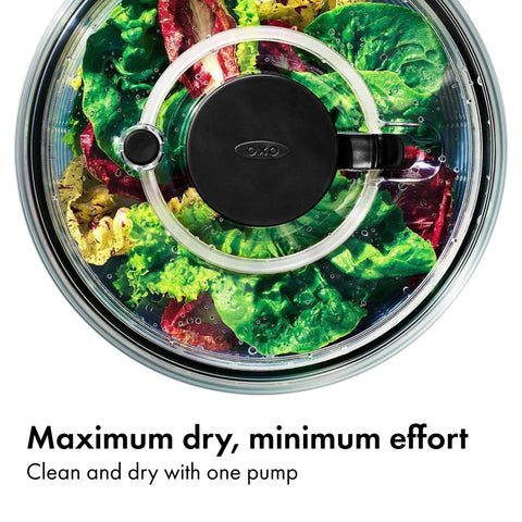 OXO Good Grips brake button stops the basket quickly for efficient unloading.