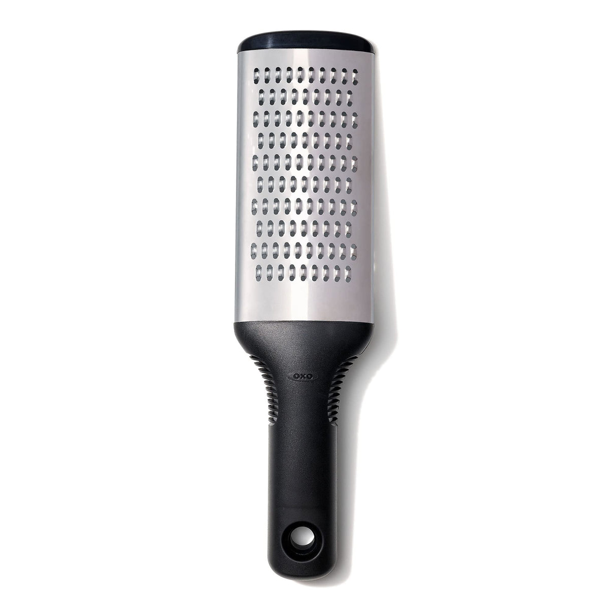 OXO Good Grips Grater with bi-directional stainless steel surface for fast, consistent grating.