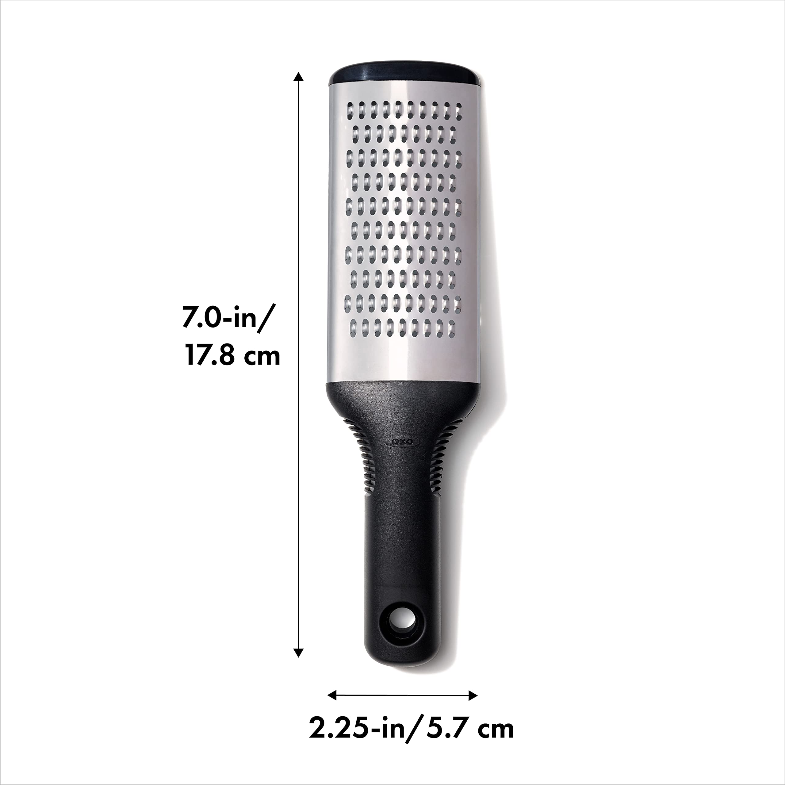 OXO Good Grips Grater featuring a soft non-slip handle for comfortable use.