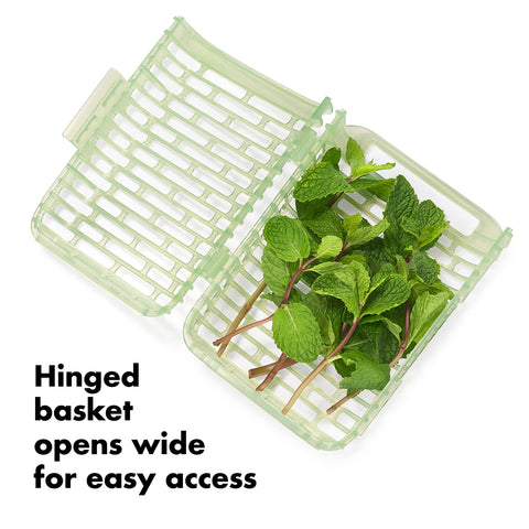 OXO Greensaver fits fridge shelves or doors for compact storage