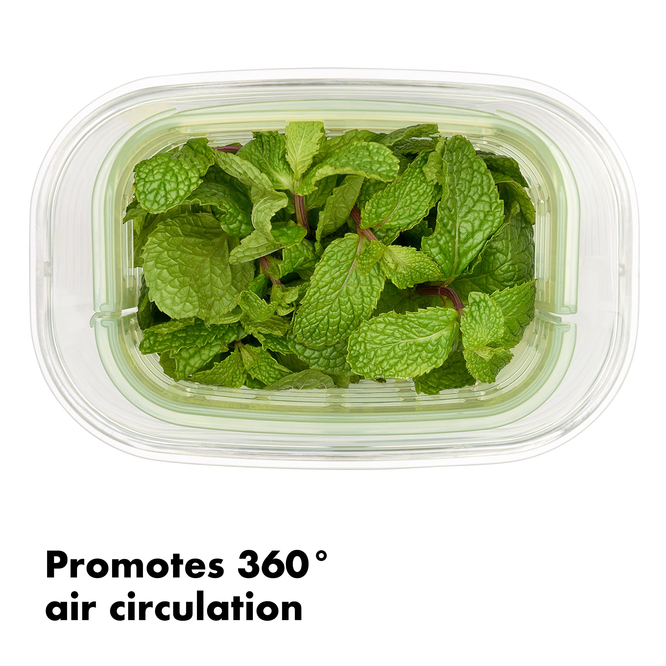 OXO Greensaver lid humidity control preserves herb freshness