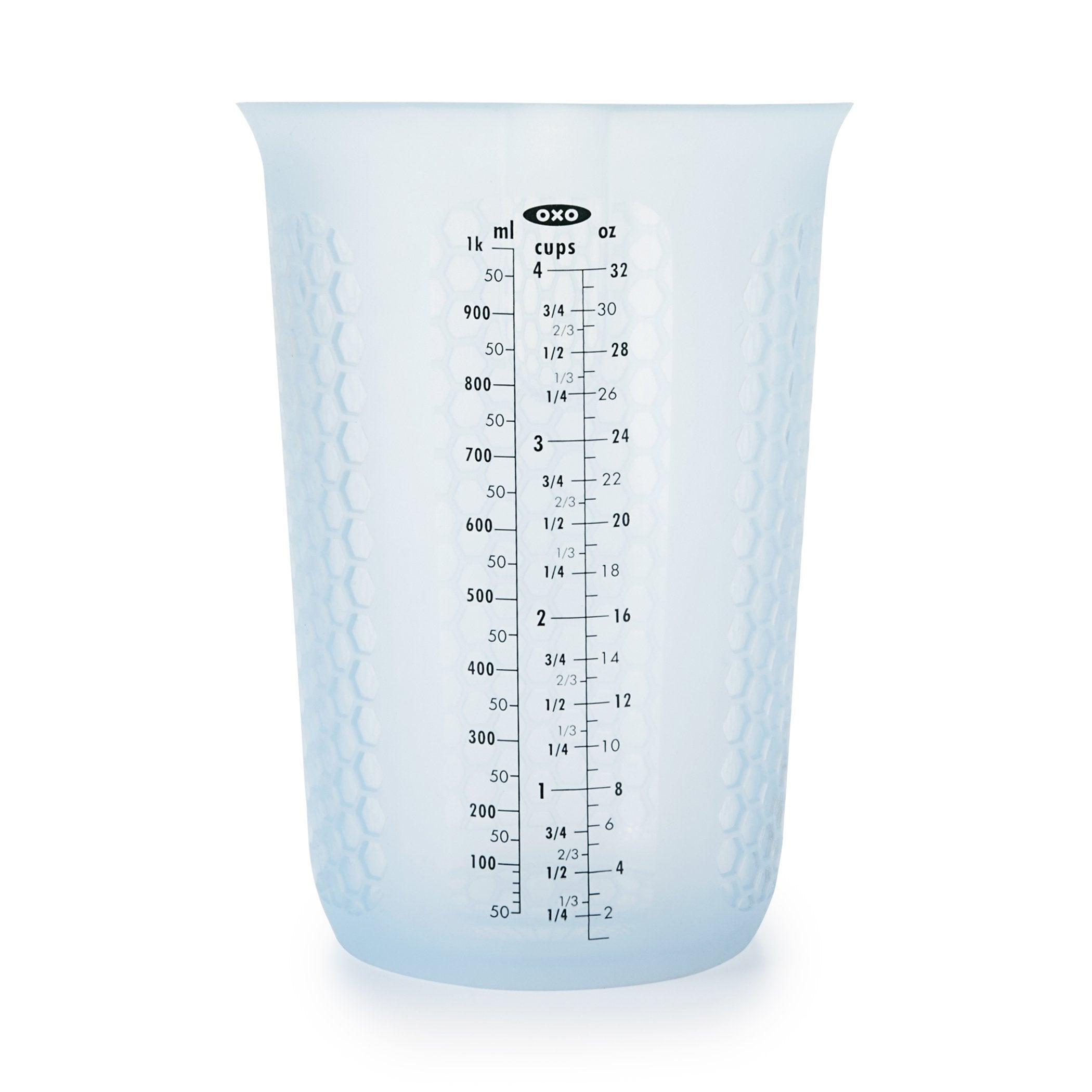 OXO Good Grips honeycomb pattern exterior keeps hands cool during melting butter.