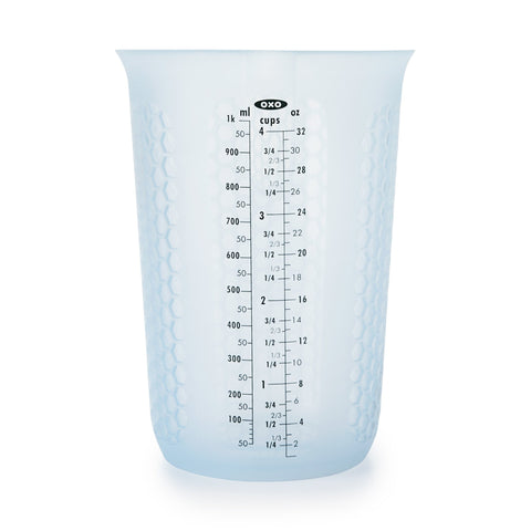 OXO Good Grips honeycomb pattern exterior keeps hands cool during melting butter.