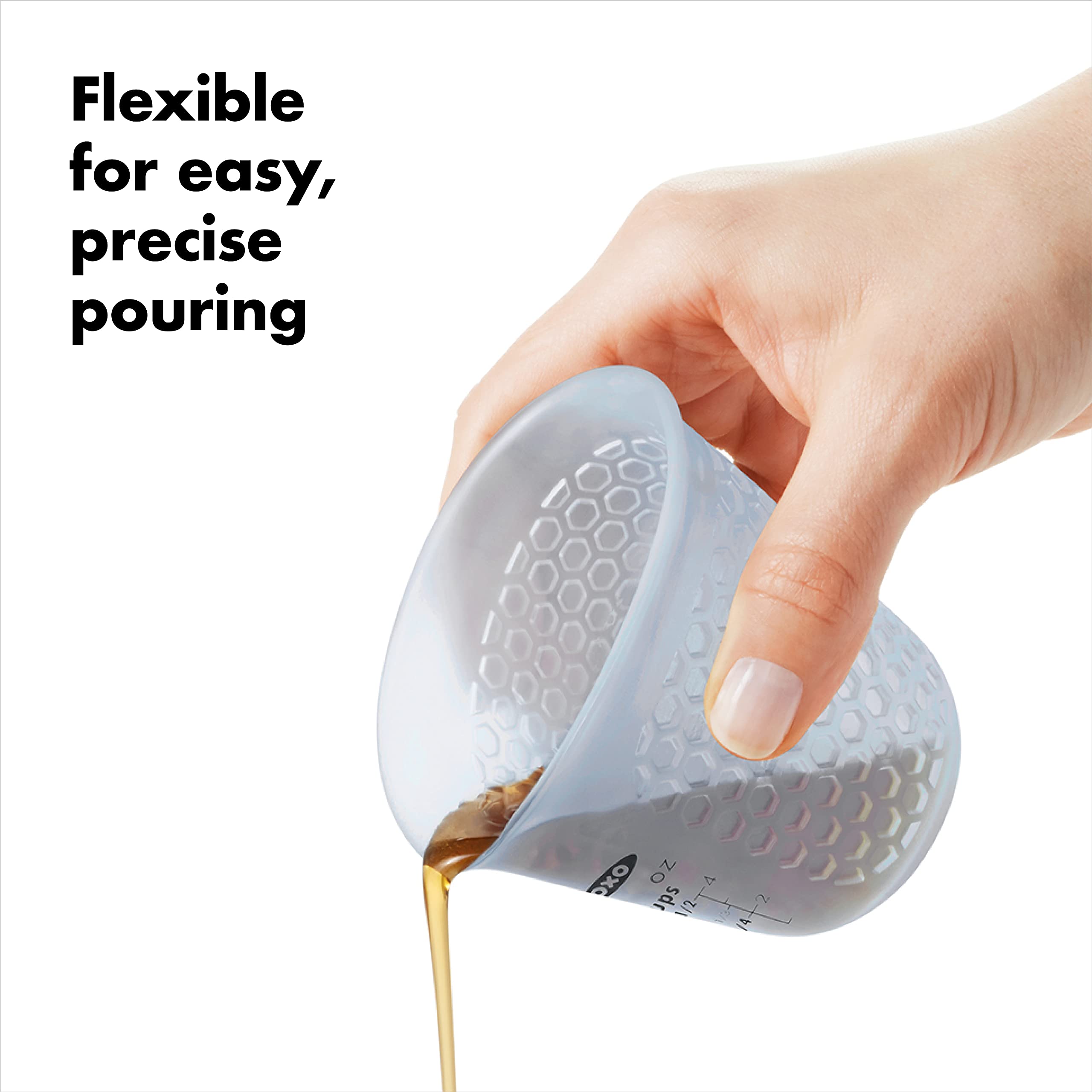 OXO Good Grips honeycomb-pattern silicone exterior helps keep hands comfortable
