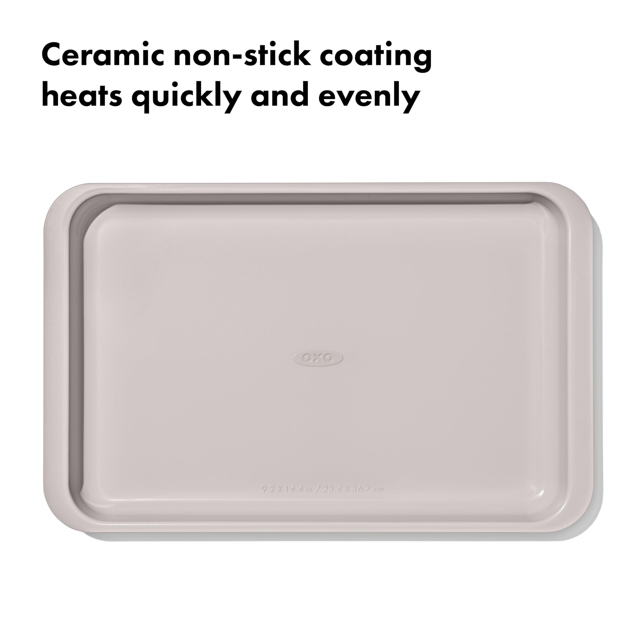 OXO Good Grips jelly roll pan ceramic coating close-up for effortless release