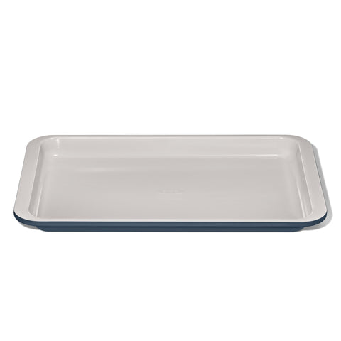 OXO Good Grips jelly roll pan top view highlighting even browning with ceramic coating