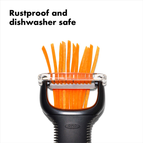 OXO Good Grips Julienne Peeler soft, non-slip handle for comfort